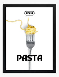 Life Is Delicious Pasta Art Print - Black