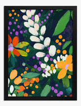 Vibrant Floral Symphony Art Print Black