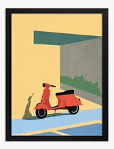Retro Vespa Vibes Art Print - Black