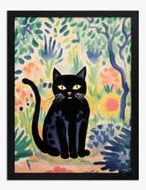 Black Cat Garden by Cross Art Print - Black