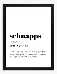 Playful Schnapps Definition Art Print - Black