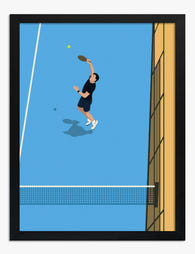 Blue Court Padel Serve Art Print Black