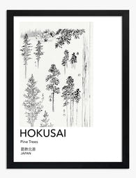 Hokusai Pine Trees Art Print Black