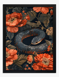 Serpentine Blooms Art Print - Black
