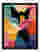 Colorblock Cat Expression Art Print - Black