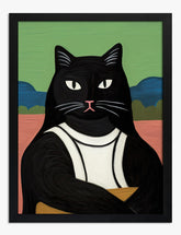 Da Vinci Cat Muse Art Print - Black