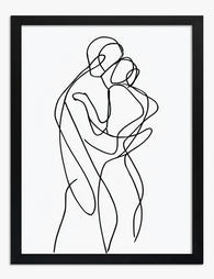 Embrace in Line Art Print - Black