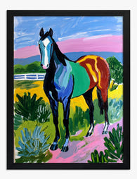 Wild Color Horse Art Print - Black