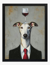 Dapper Greyhound & Wine Art Print - Black