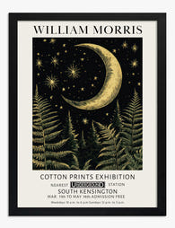 Morris Moonlit Ferns Art Print - Black