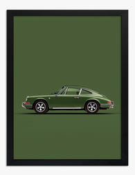 Classic Green Coupe Art Print - Black