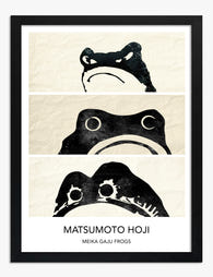 Matsumoto Hoji Frog Trio Art Print - Black