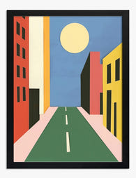 Urban Sunscape Art Print Black