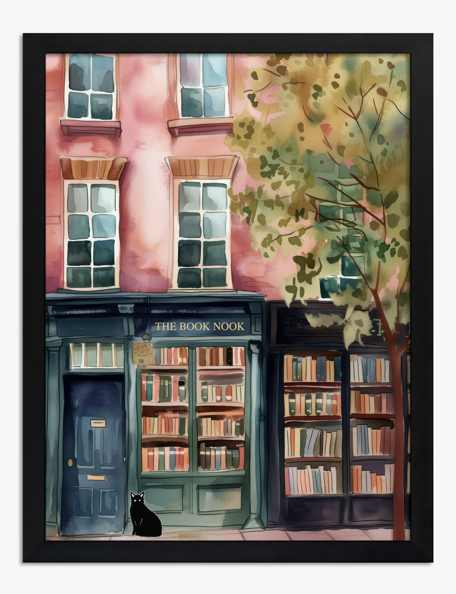 Cozy Bookshop Vibes Art Print - Black