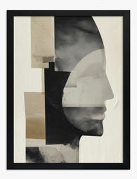 Shadowed Silhouette Collage Art Print - Black