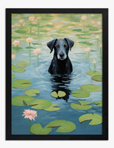 Monet’s Waterlilies & Loyal Companion Art Print - Black