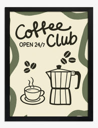 Coffee Club Vibes Art Print - Black