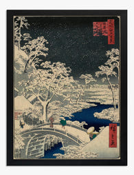 Snowy Bridge by Hiroshige Art Print Black