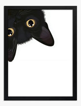 Curious Cat Peek Art Print - Black