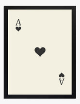 Ace of Hearts Art Print - Black