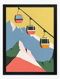 Mountain Cable Adventure Art Print - Black