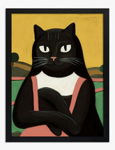 Da Vinci Cat Portrait Art Print - Black