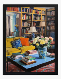 Cozy Book Nook Bouquet Art Print - Black