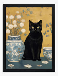 Midnight Muse & Porcelain Art Print - Black