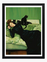 Dance with Black Cats Art Print Black Frame