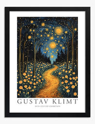 Starry Night Forest Art Print Black Frame