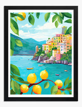 Amalfi Lemon Delight Art Print Black Frame