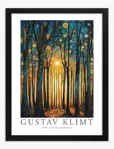 Sunlit Forest Elegance Art Print Black Frame