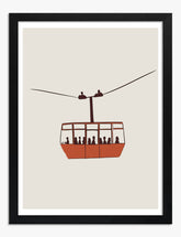 Ski Lift Minimalism Art Print Black Frame