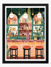 Retro Cocktail Vibes Art Print Black Frame