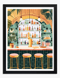 Retro Cocktail Vibes Art Print Black Frame