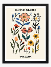 Barcelona Market Blooms Art Print Black Frame