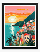 Amalfi Sunrise Vista Art Print Black Frame