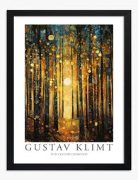 Klimts Sunlit Forest Art Print Black Frame