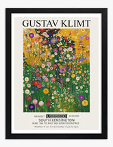 Klimts Floral Garden Art Print Black Frame