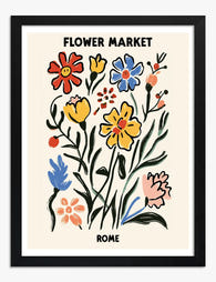 Rome Market Blossoms Art Print Black Frame