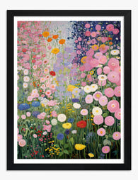 Klimts Floral Harmony Art Print Black Frame