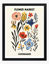 Copenhagen Market Floral Art Print Black Frame
