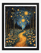 Klimt Starry Forest Art Print Black Frame