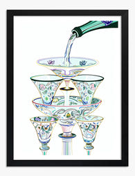 Retro Bar Cart Cheers Art Print Black Frame