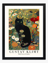 Black Cat Garden Muse Art Print Black Frame