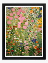 Klimts Floral Elegance Art Print Black Frame
