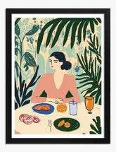 Garden Dinner Serenity Art Print Black Frame