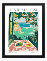 French Dining Scene Art Print Black Frame