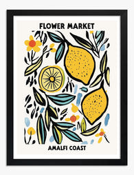 Amalfi Market Charm Art Print Black Frame