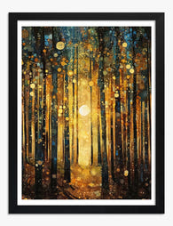 Sunlit Forest by Klimt Art Print Black Frame